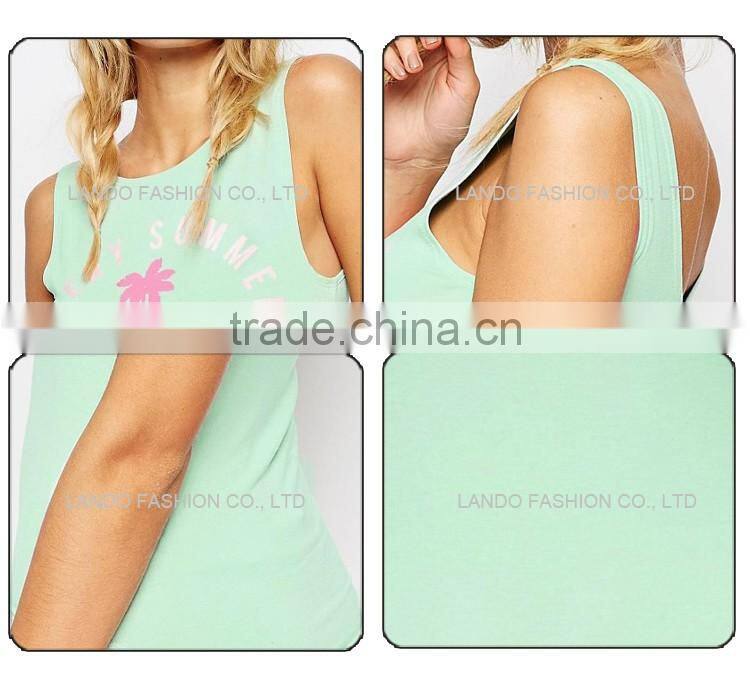 Summer style pale green women body suit with cute print