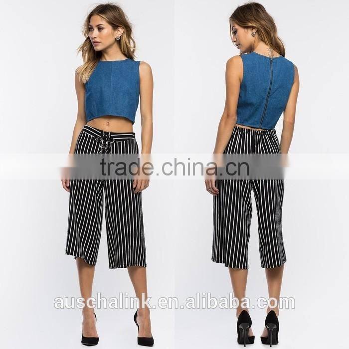 summer stripe new model culottes pants fashion deisgn