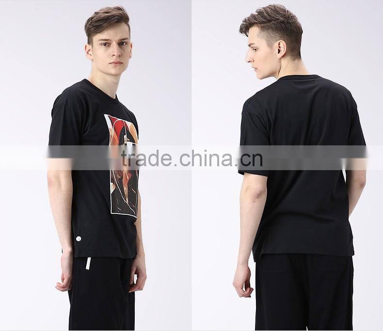 SZXX T324 Lastest Black Custom Design Printed Cotton T-shirt Mens