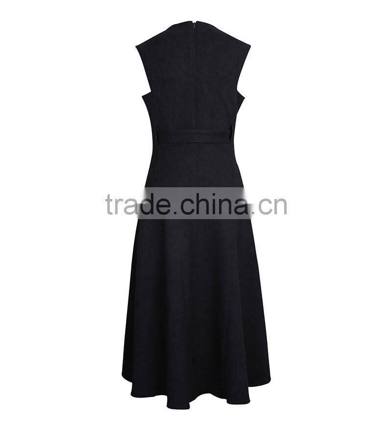 guangzhou wholesale good design best sale latest fashion black sleeveless elegant women smart casual dress 2017