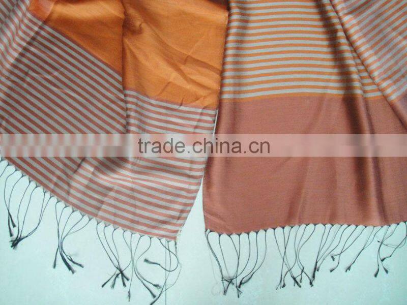 Fashion popular hot aritfical silk stripe shawl