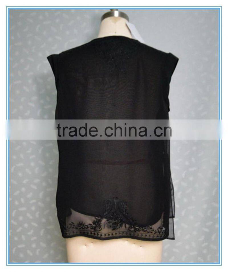 Women Fashion Chiffon Embroidery Blouse