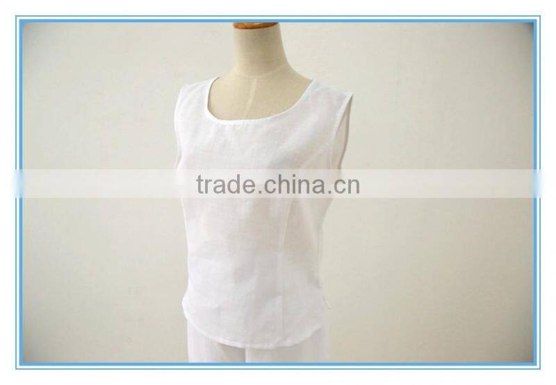 Wholesale Linen Suits 3 Pieces Pants Suits Woman Church Suits With Embroidery Cutwork Design