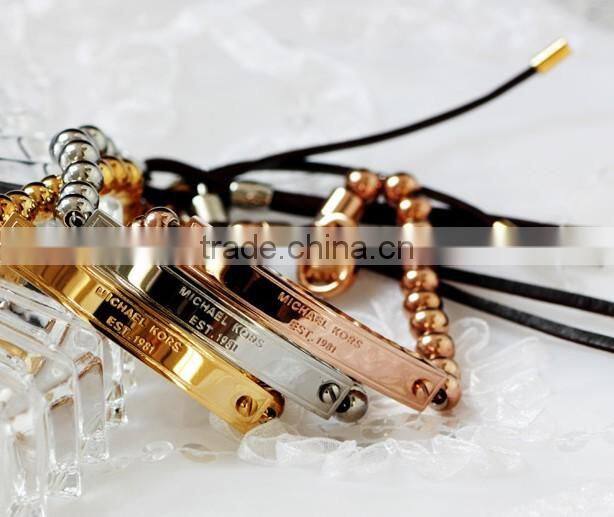 Custom lover's genuine leather anniversary bracelets with words engraved