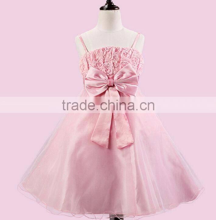 Wholesale Alibaba Wedding Party Show Beautiful Braced Skirt Flower Girl Dress Summer Spaghetti Straps Party Kid Dress
