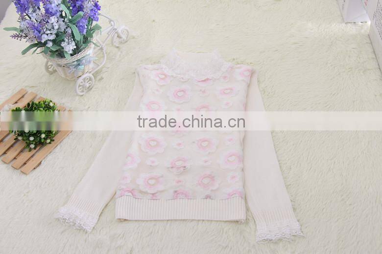 pink latest design high neck youth knitting children clothes 2016