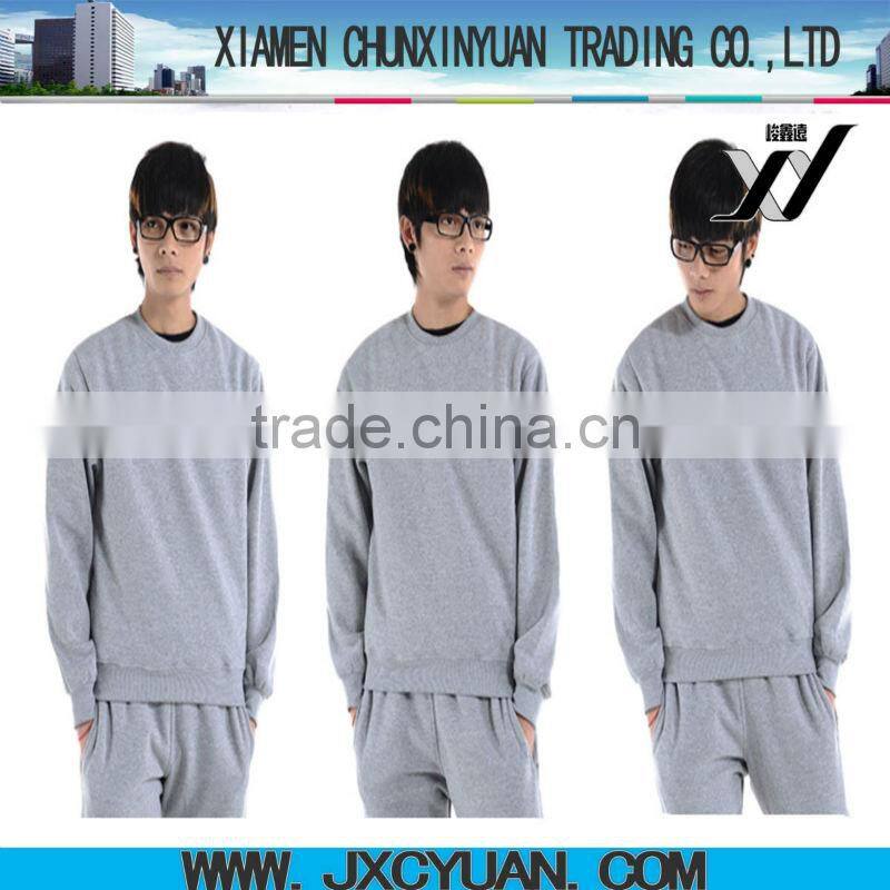 custom oem men plain cotton fleece sweat suits made in China