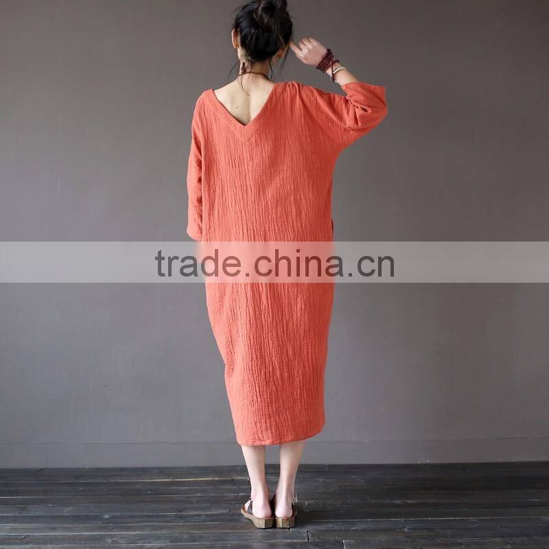 Z&M korean cotton linen dress linen dress girls summer dress