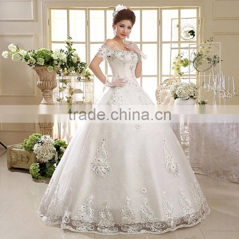 Wholesale korea style beaded lace bridal wedding dress