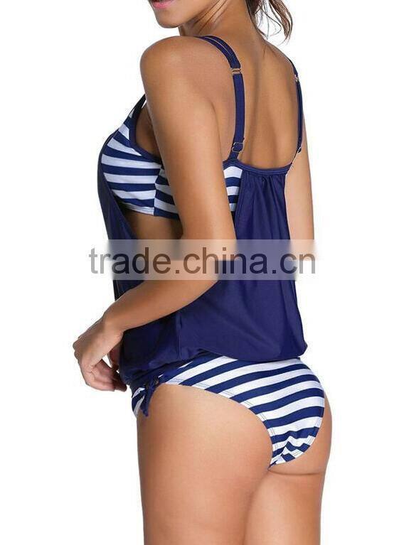 EY0039A Vertical Stripe Print Straps Short Bodysuit for Swimming Wear Sexy Beach Clothes
