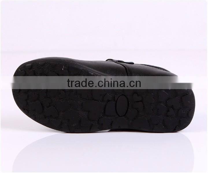 Juqian customize high quality matte black leather kids pu student school shoes