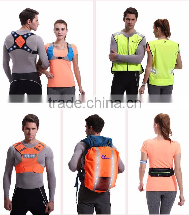 Hi vis reflective night safety led cycling training vest