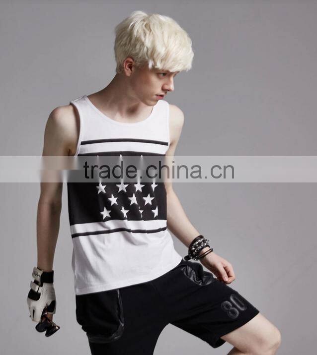 2016 new fashion tops custom men printing tank top