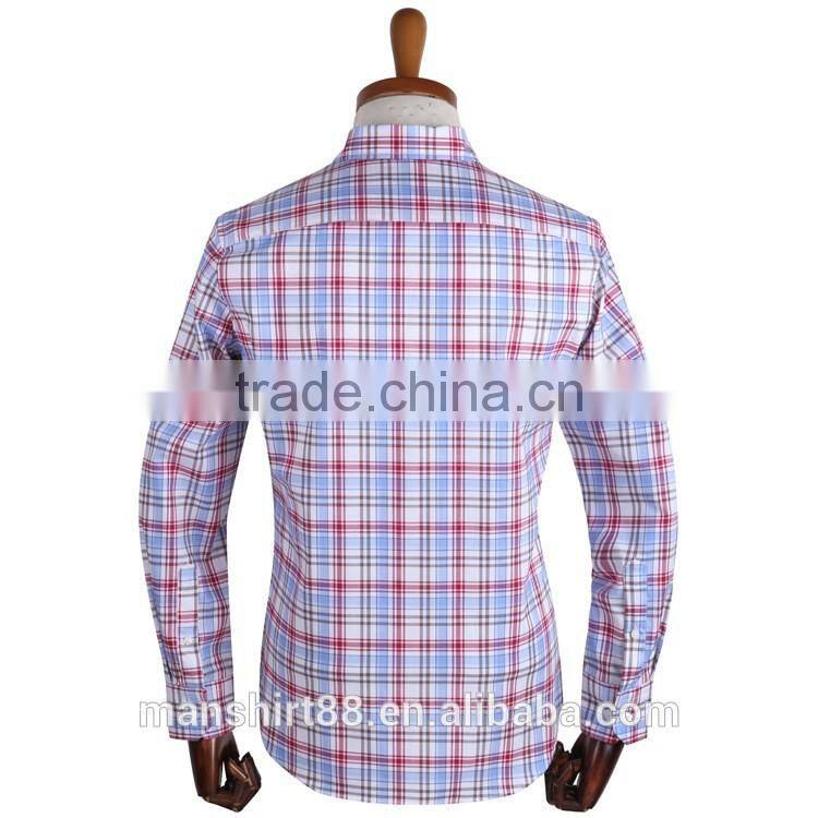 Latest nice checked causal sport shirt 100% cotton men shirt