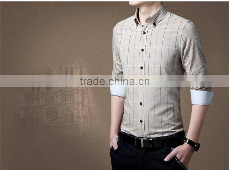 Han edition cultivate one's morality pure color cotton long sleeve shirt in the summer youth men's plaid shirt business and leis