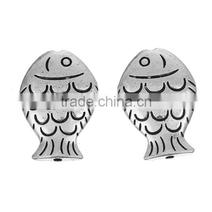 Zinc Based Alloy Spacer Beads Fish Animal Antique Silver