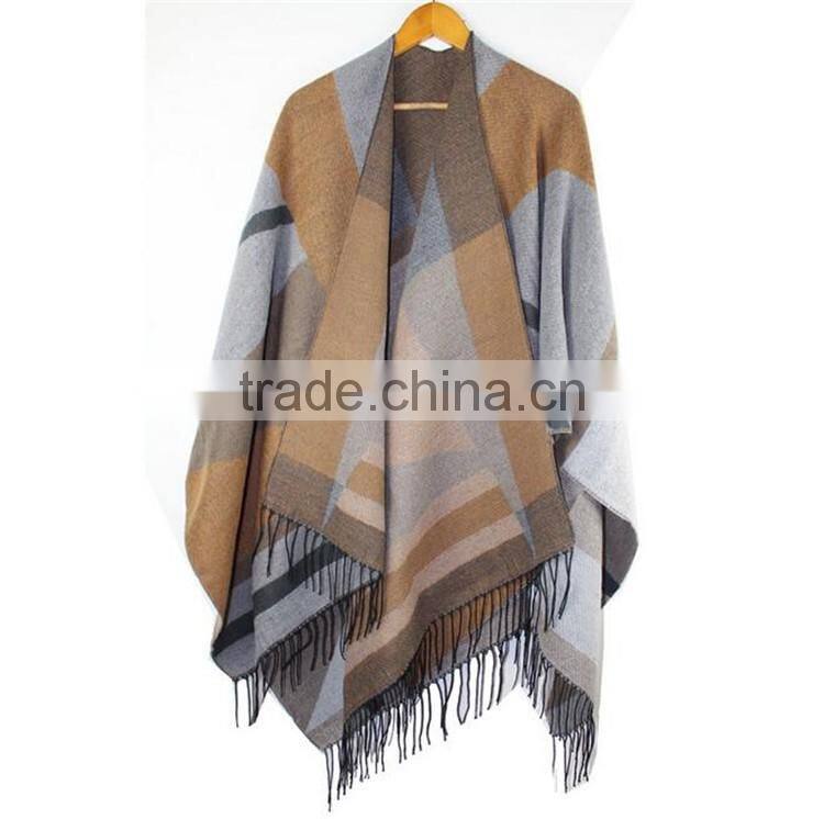 women winter tartan soft cashmere feeling oversized plaid tartan blanket scarf
