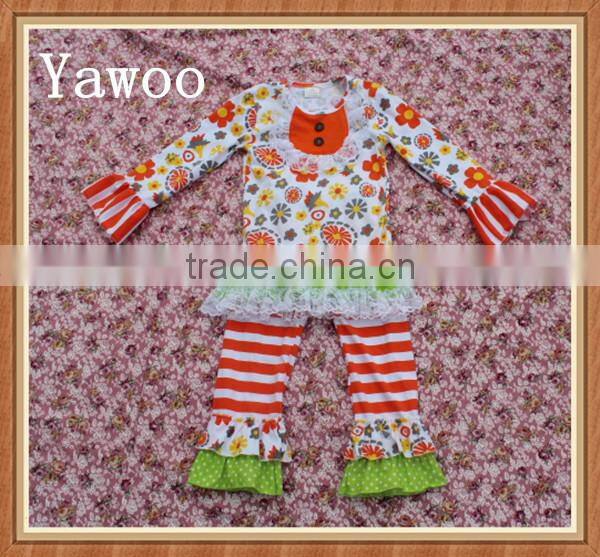 2015 baby clothes turkey 3pcs skirt wholesale kids clothing winter tee w pants bib wholesale children's boutique clothing sets