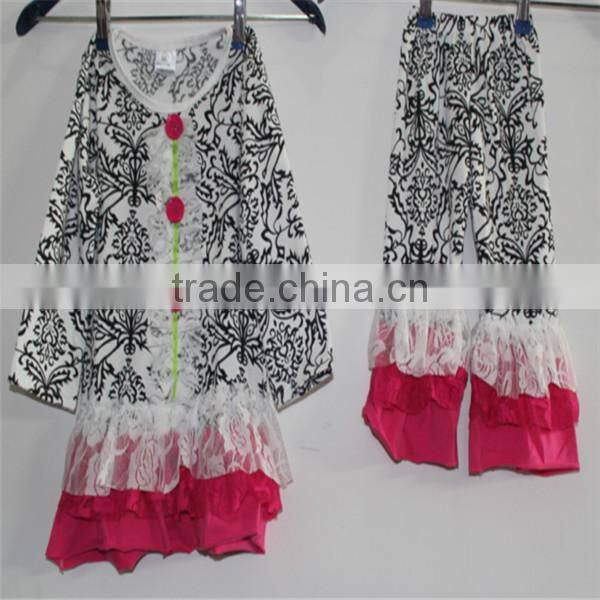 Fancy Kids Brand Name Designer Clothing Bulk Buy Chevron Top And Casual Ruffle Pant Plus Size Wholesale Children Clothing