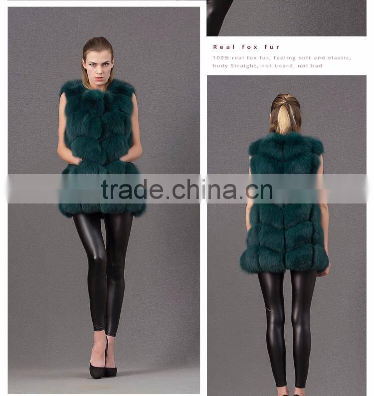 Factory Latest fashion coat animal fur knitted fox fur vest