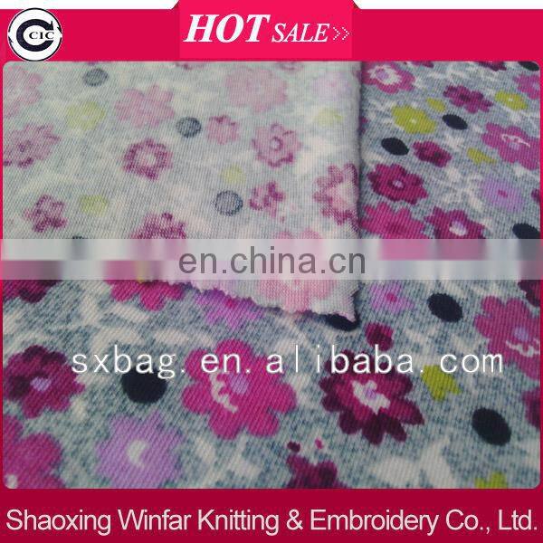 shaoxing winfar printed knitting spandex 100 polyeste microfiber fabric for garment