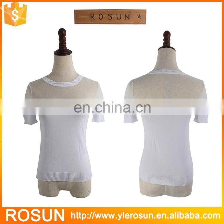 Pure White Short Sleeve Blouses For Women Summer 2016