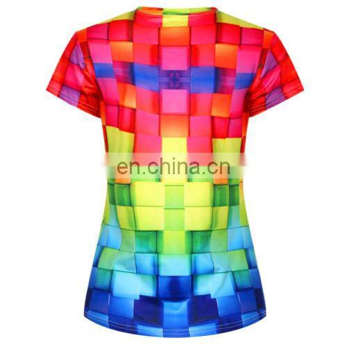 2017 Creat Your Own Mixed Color Summer 3D Cheap 100 Polyester Sublimation Women T Shirt