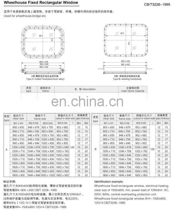 CCS Marine Customized Wheelhouse Fixed Stainless Steel Window