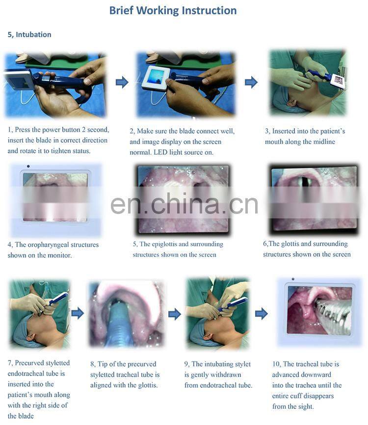 Good view field 2.5 inch LCD screen disposable or reusable blades video laryngoscope set