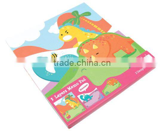 Stationery Gift Colourful Dinosaur Monster Robot Animal 3 Layers Memo note Die cut Memo Pad