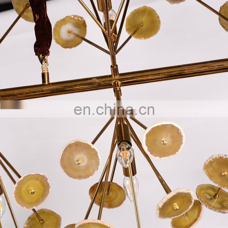 New design agate stone chandelier for hotel lobby home meeting room cafe shop decoration