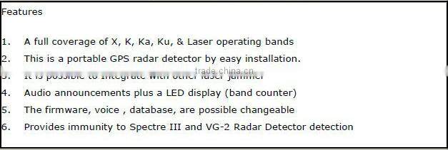 Radar detector marine radar-Conqueror- GTX-555 gps auto