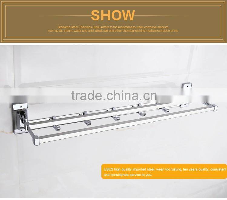 Wesda 90 degree rotation hotel bathroom tmetal towel shelf wall hook 2028