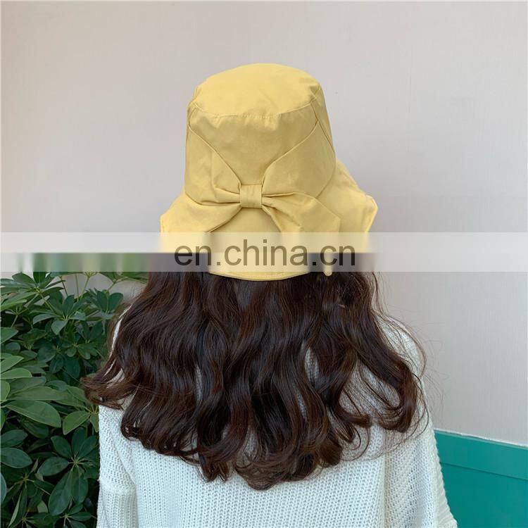 Customized fisherman hat spring and summer leisure sunshade soft foldable basin big bow sun hat