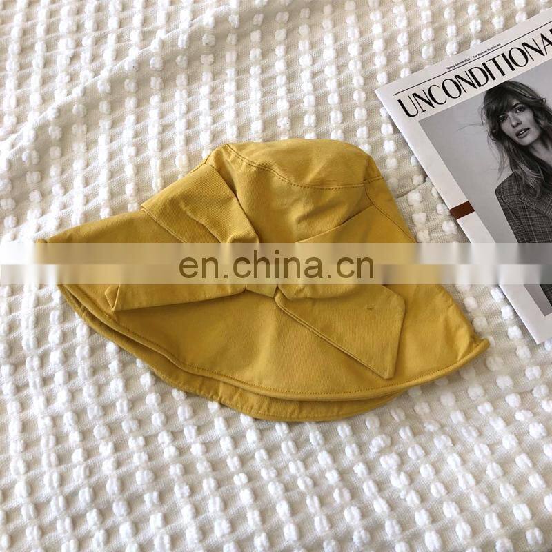 Customized fisherman hat spring and summer leisure sunshade soft foldable basin big bow sun hat