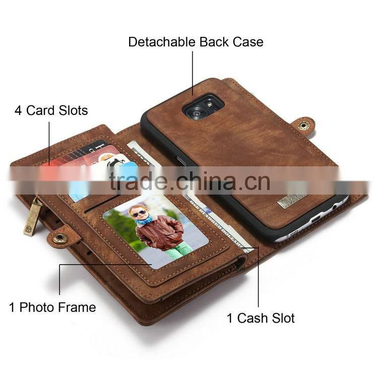 For samsung galaxy s7 edge case, leather case for samsung s7 edge with detacable back cover