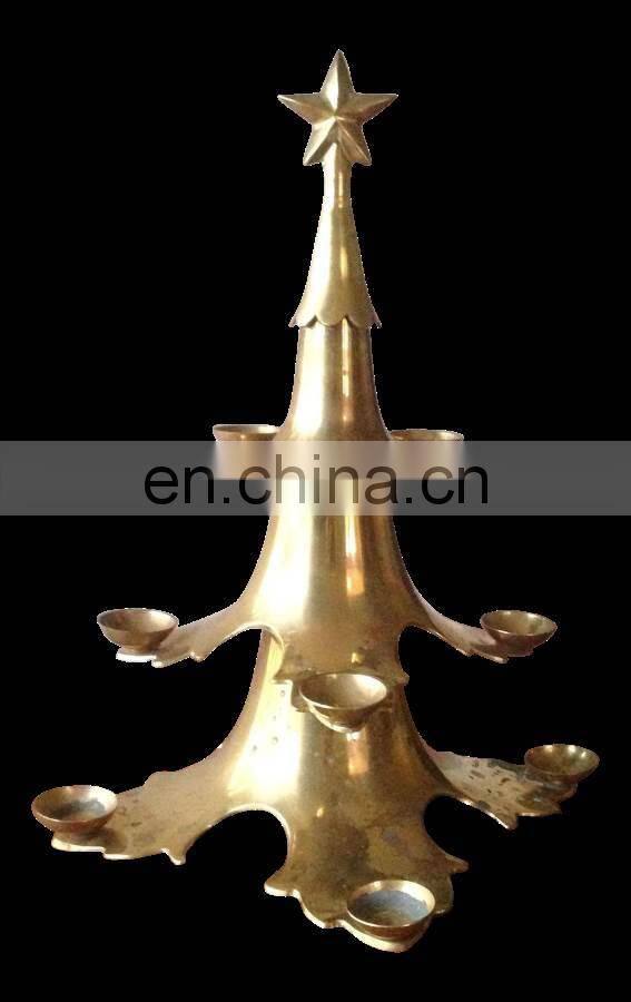 gold Christmas tree candle holder