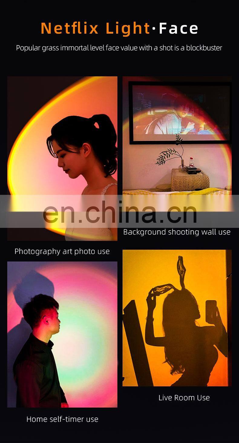 Sunset Night Light Atmosphere Mood Lighting Usb 180 Degree Tiktok Smart White Led Lamp Sunset Projector Lamp Light