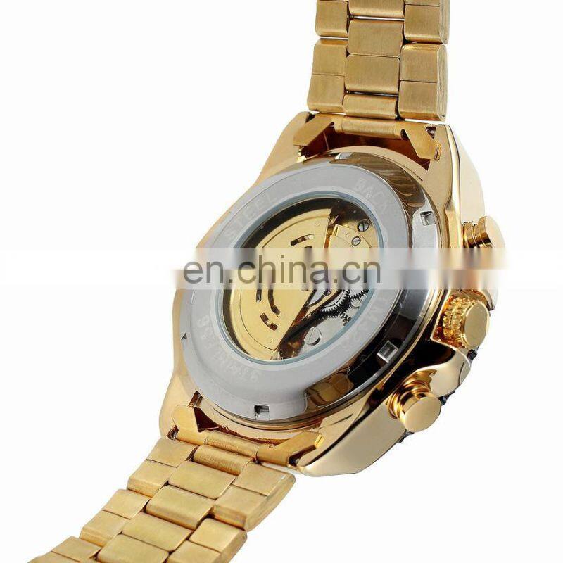 WINNER 428 Men Automatic Mechanical Hand Watch Popular Bling Stainless Steel Strap Mechanical Watch