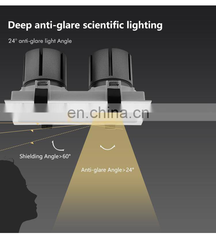 New Design Small High Brightness Small Down Lamp Indoor Residential 2*12W LED Linear Grille Light