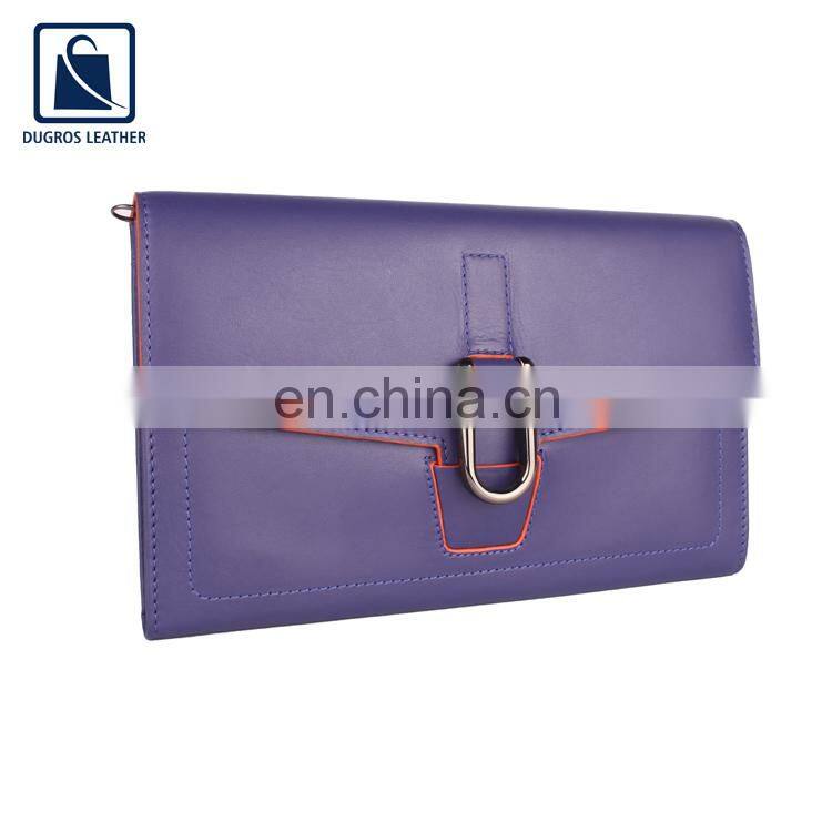Best Quality Top Selling Luxury Fashion Style Polyester Lining Material Wholesale Genuine Leather Clutch for Women