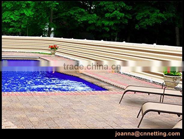 Ivory / Khaki / Brown Striped Outdoor Privacy Screen Net Mesh For Deck, Balcony, Fence, Pool or Patio. 34" H x 184" L INCHES