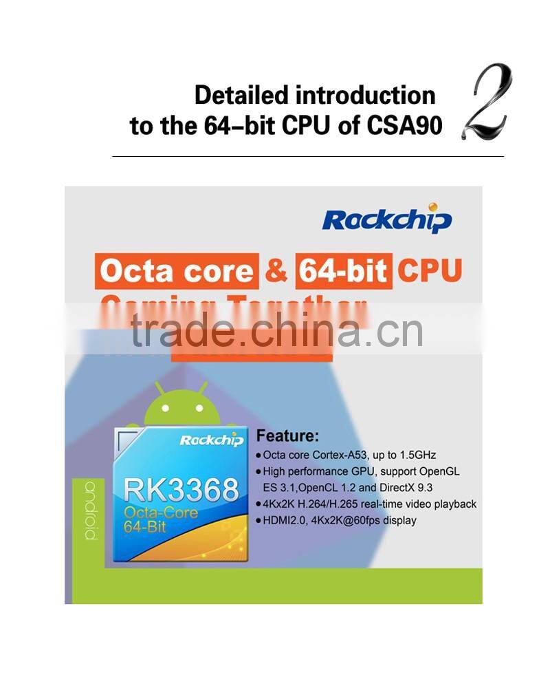 CSA90 CSA91 2GB RAM 16GB EMMC Flash octa core rk3368 cpu android l 5.1 lollipop smart tv box Best OTT TV Box