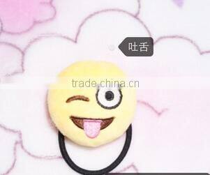 emoji elastic tie hair/emoji Endearing hair bands elastic ribbon for hair ties