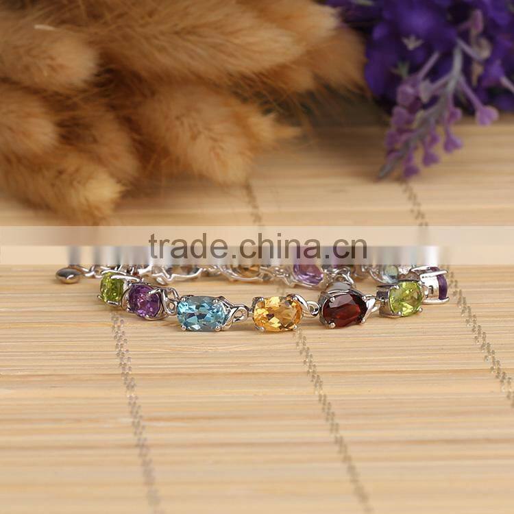 2015 china supplier fashion jewelry new product wholesale white plated natural color stone bracelets for women