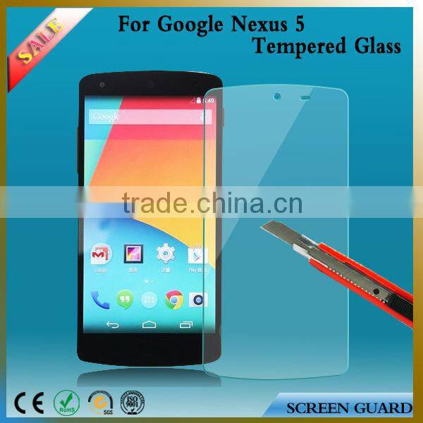 SGS ISO9001 ROHS 0.15/0.2/0.33/0.4mm Clear Temper Glass Screen Protector Covers For Google Nexus5