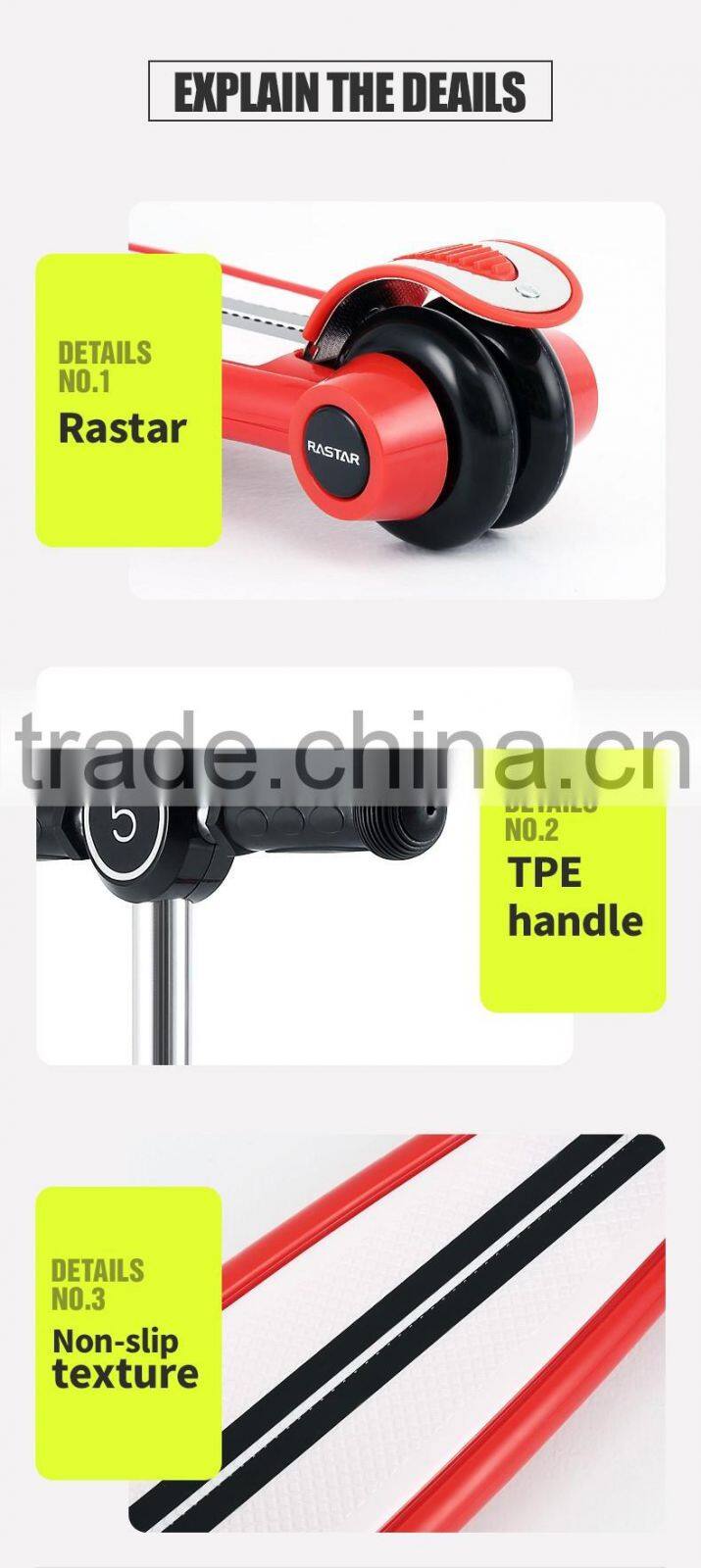 Rastar best gift made in china toy 3 wheel folding kids scooter