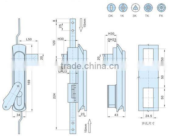 Made in china multi-point system rod control lock