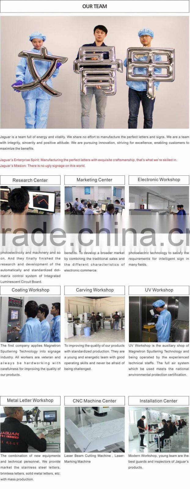 Profeesional Manufacturer Jaguar Metal Letter Sign Aluminum Channel Letter Trim Cap