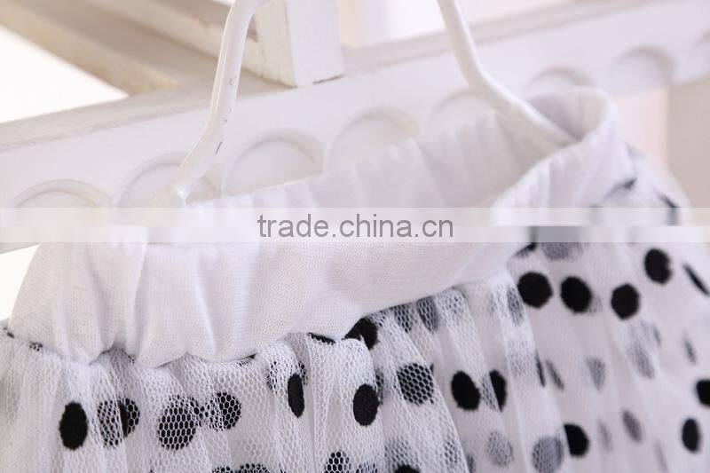 New arrival! sweet baby girls skirts black spot skirt cotton yarn skirts with 5sizes for 2-8 years girls